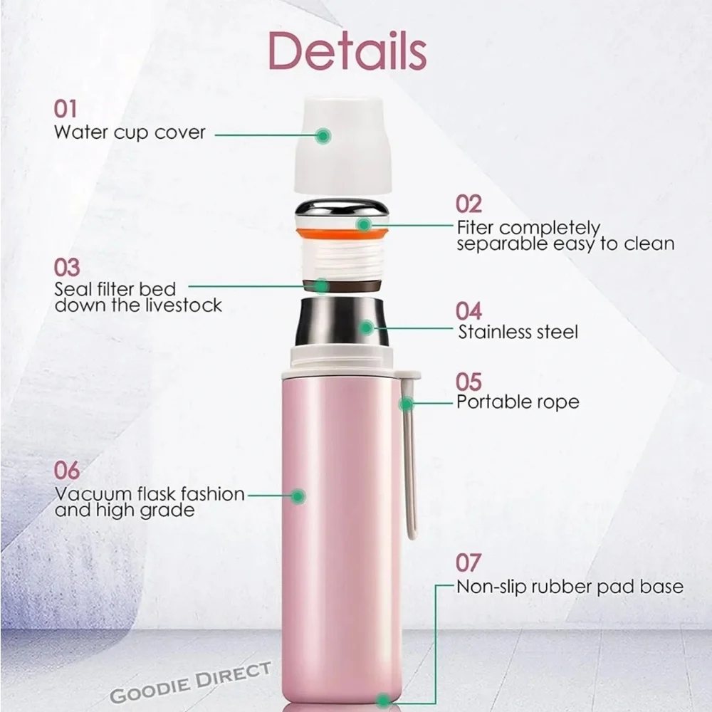 Elegant Life 480ML Water Bottle Double wall SS Vacuum Insulated 24/12 Hours pink